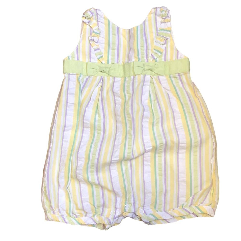 Gymboree Yellow Purple Green Stripe Romper size 6-12m